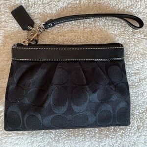 Coach Black Signature Wristlet Pouch